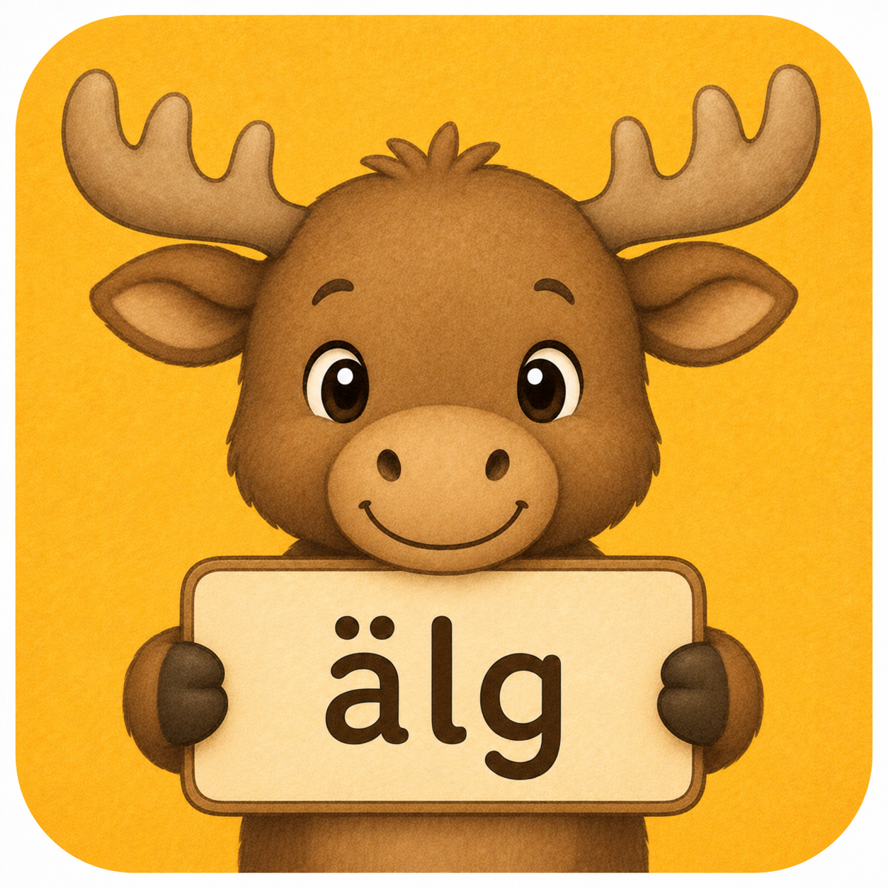 Ordkort svenska appikon med älg